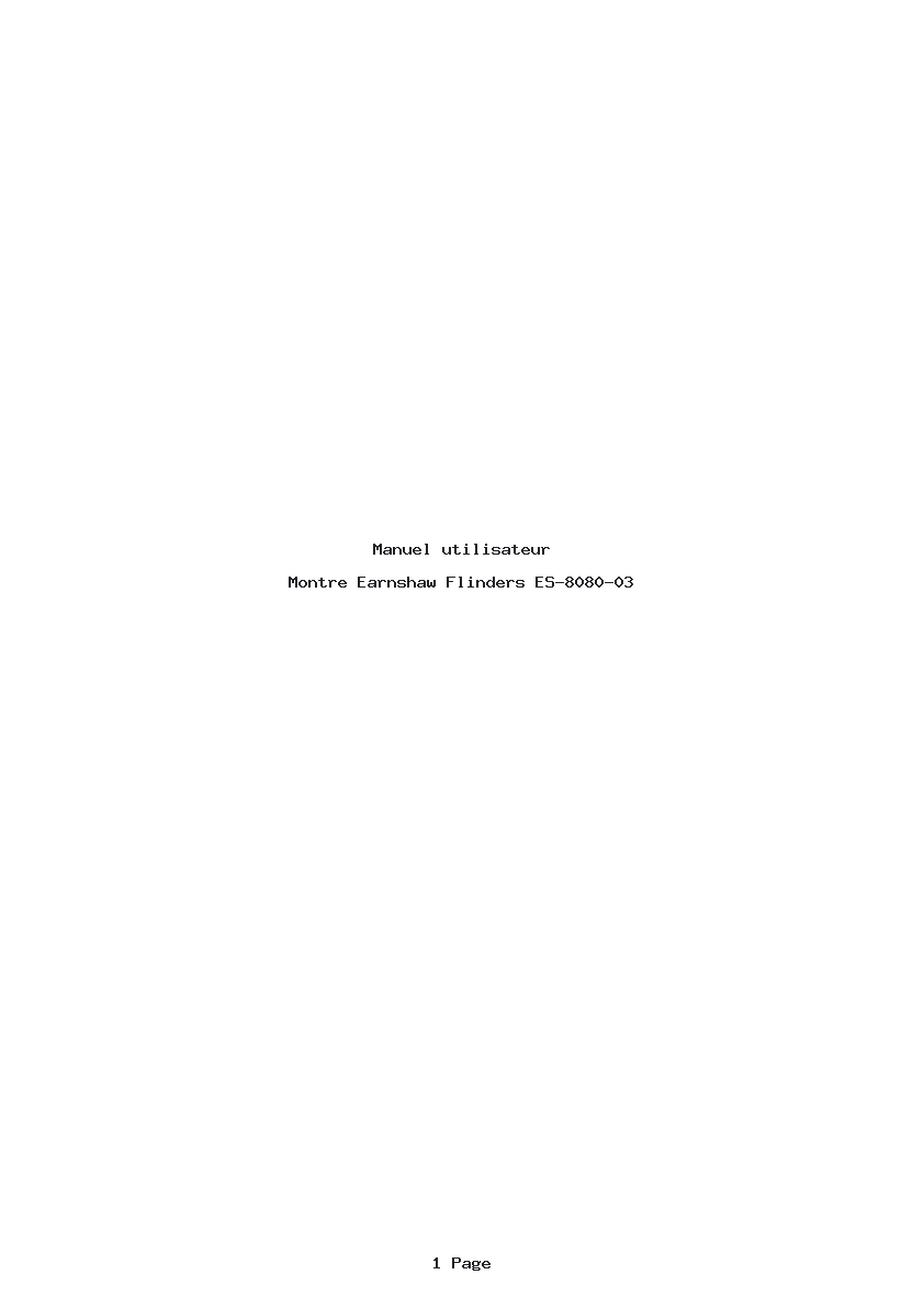 Page 1 de la notice Manuel utilisateur Earnshaw Flinders ES-8080-03
