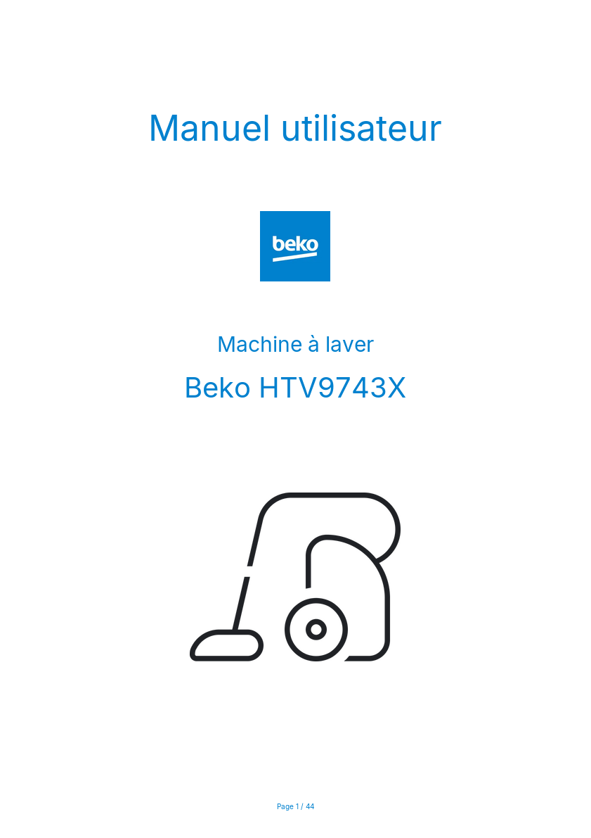 Page 1 de la notice Manuel utilisateur Beko HTV9743X