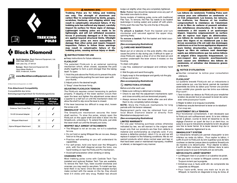 Page 1 de la notice Manuel utilisateur Black Diamond Trail Explorer