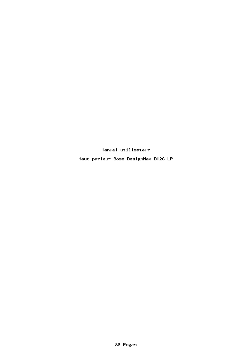 Page 1 de la notice Manuel utilisateur Bose DesignMax DM2C-LP