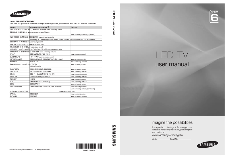 Página 1 del manual Manual de usuario Samsung UE46C6005RW