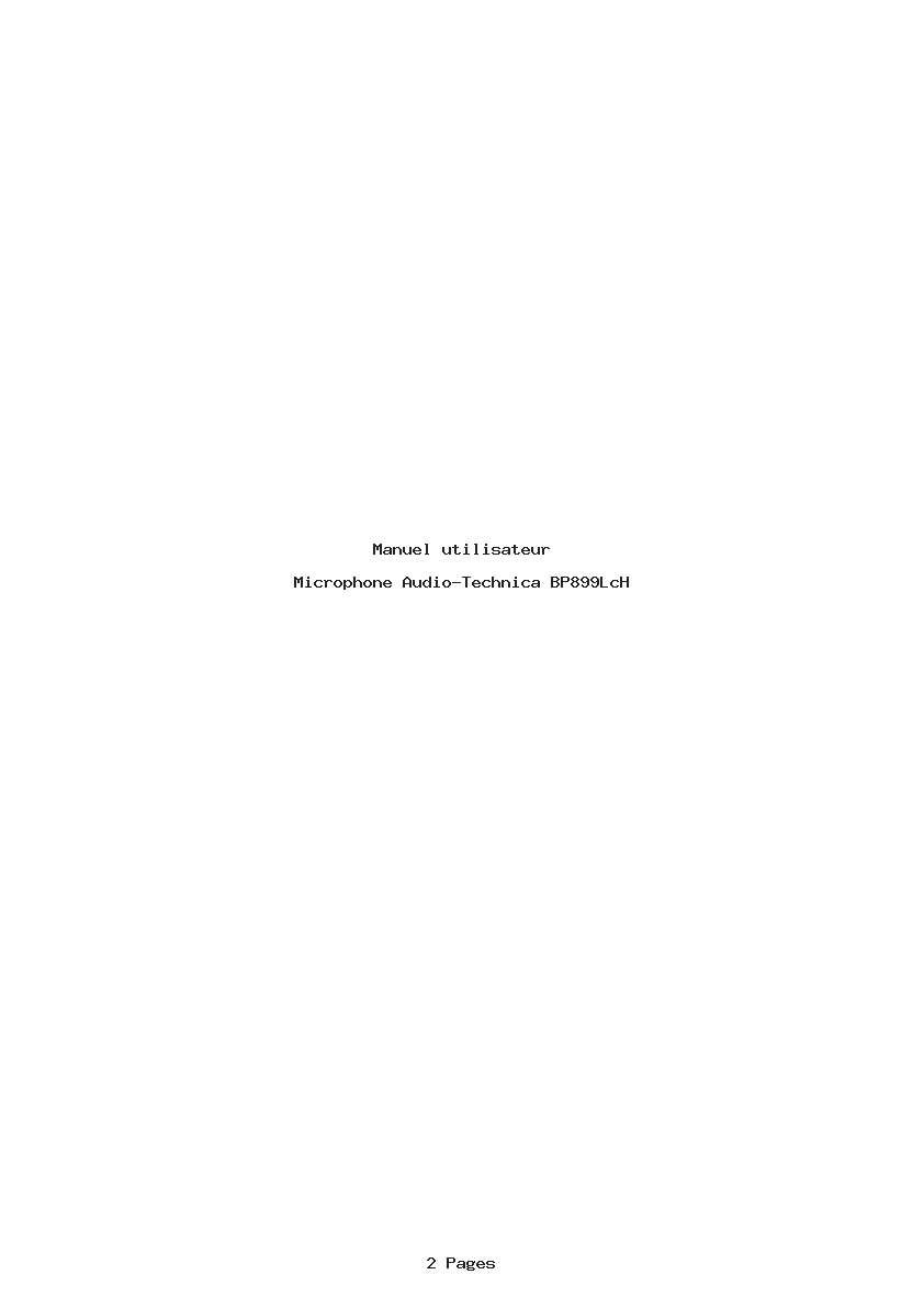 Page 1 de la notice Manuel utilisateur Audio-Technica BP899LcH