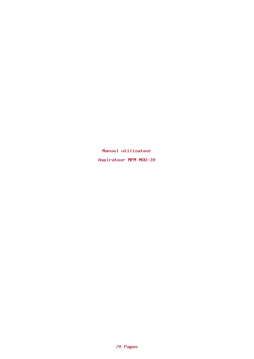 Page 1 de la notice Manuel utilisateur MPM MOD-39