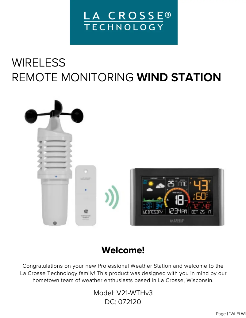 Page 1 of the manual User Manual La Crosse Technology V21-11