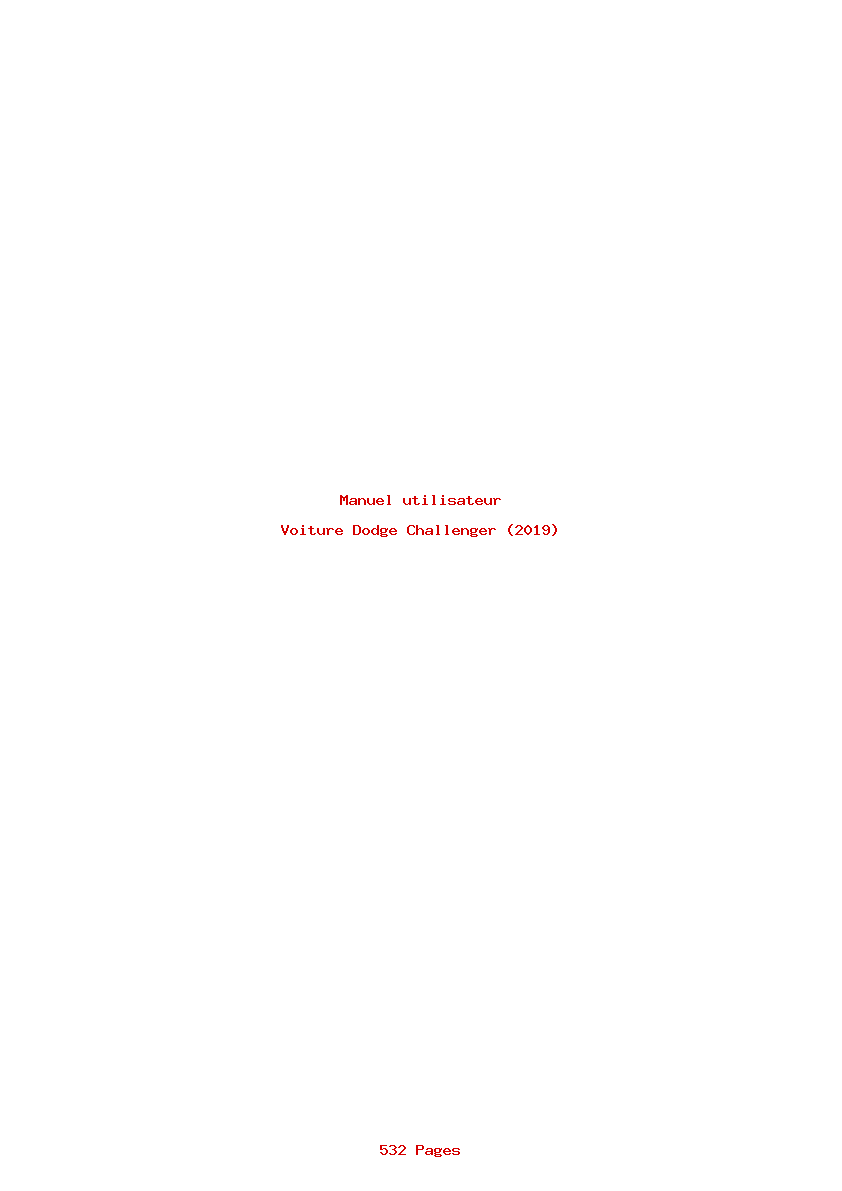 Page 1 de la notice Manuel utilisateur Dodge Challenger (2019)