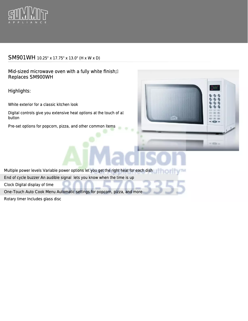 Page 1 de la notice Brochure Summit SM901WH