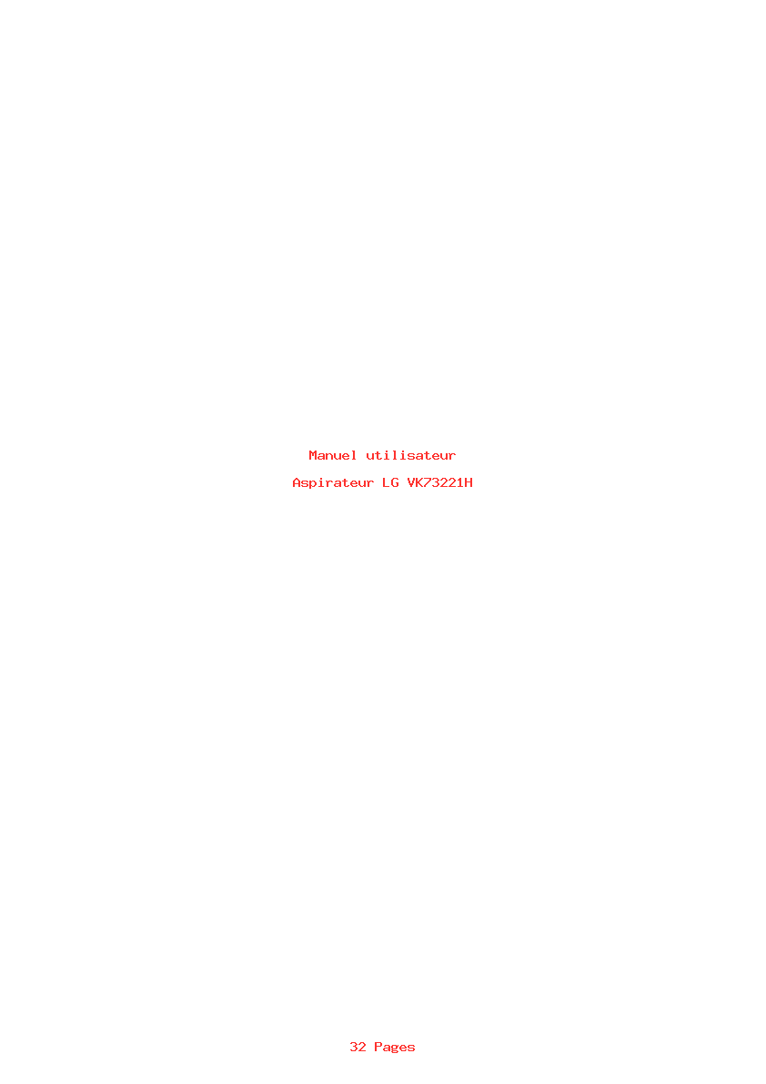 Page 1 de la notice Manuel utilisateur LG VK73221H