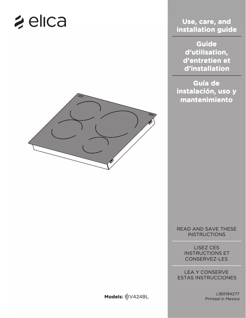 Página 1 del manual Guía de instalación Elica EIV536BL