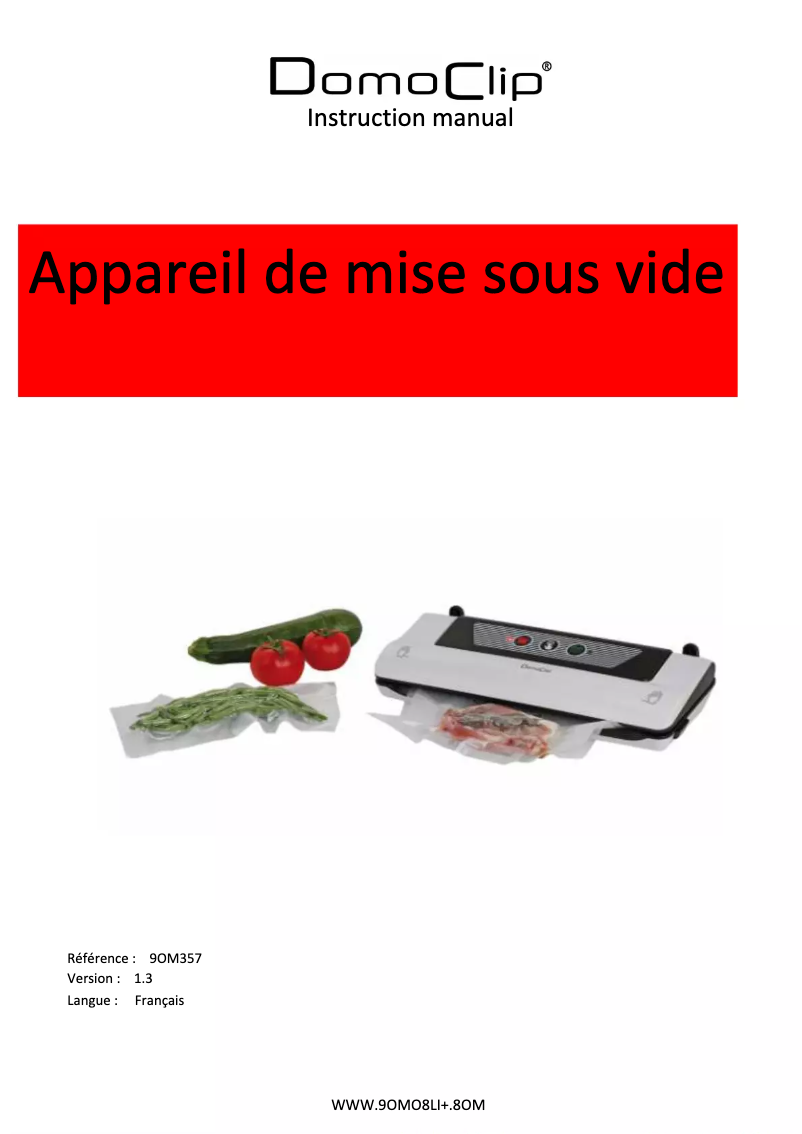 Page 1 de la notice Manuel utilisateur Livoo DOM357