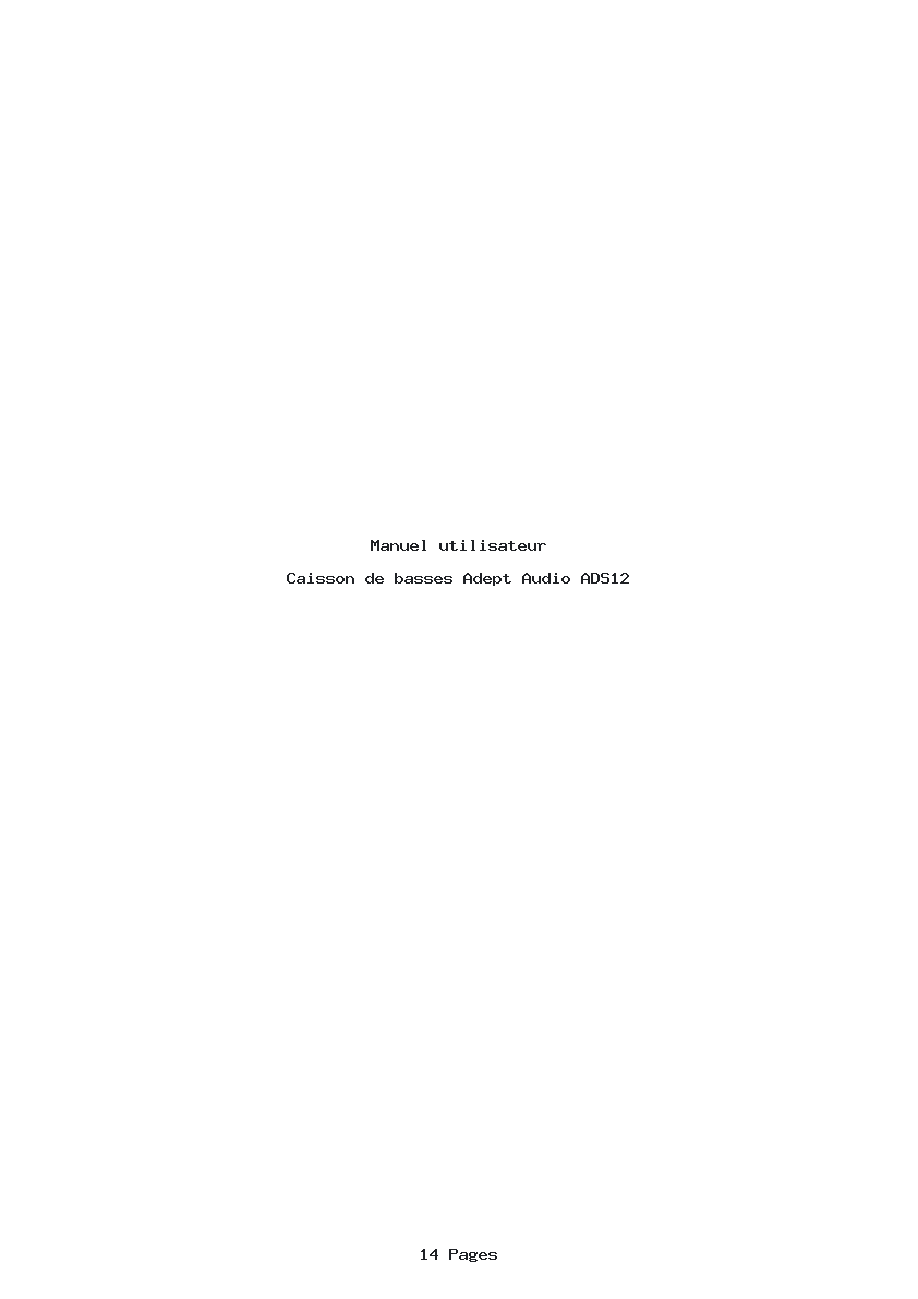Page 1 de la notice Manuel utilisateur Adept Audio ADS12