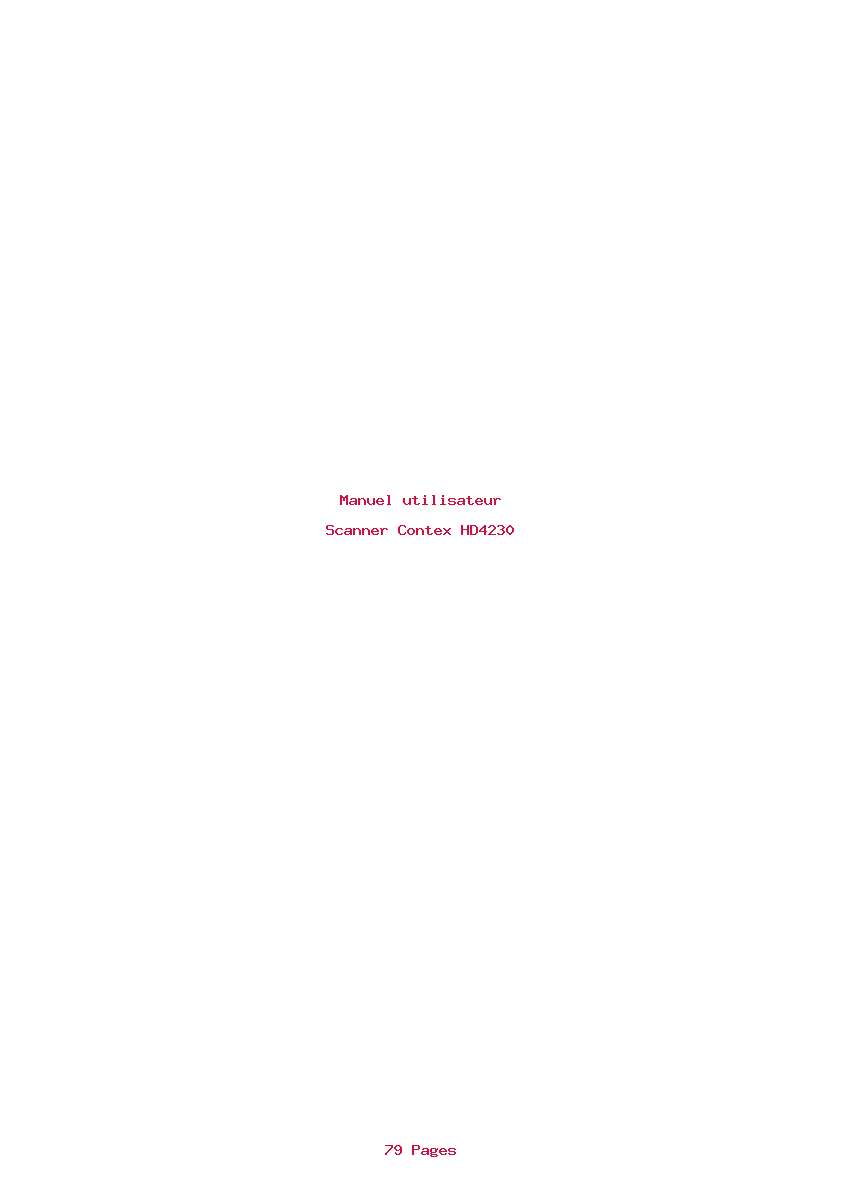 Page 1 de la notice Manuel utilisateur Contex HD4230