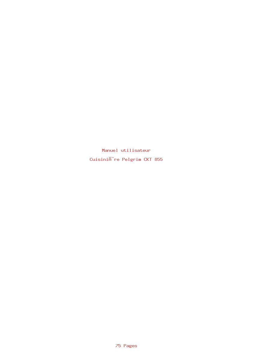 Page 1 de la notice Manuel utilisateur Pelgrim CKT 855