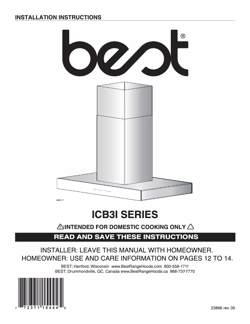 Page 1 de la notice Guide d'installation Best Ispira ICB3I36SBS