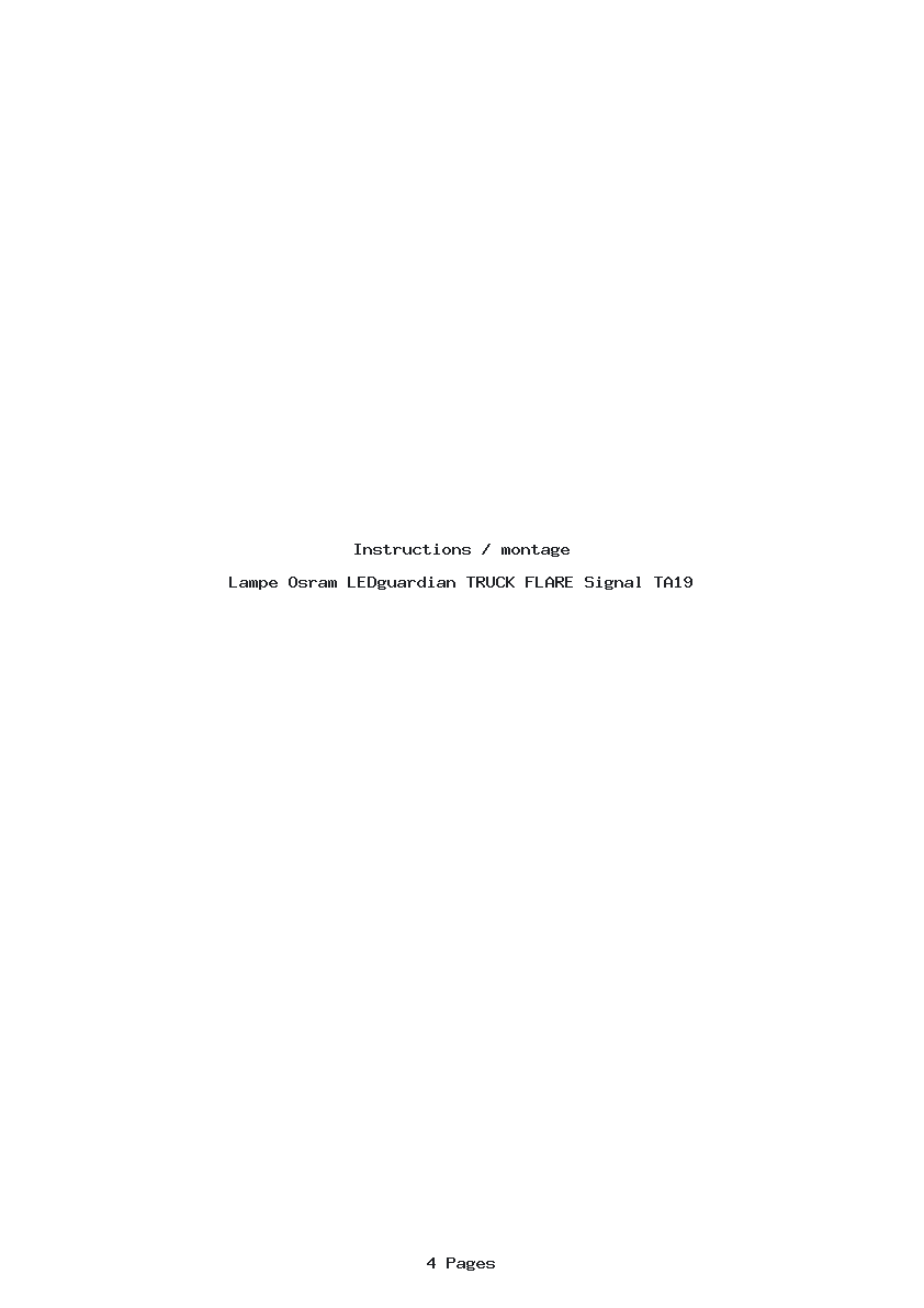 Page 1 de la notice Instructions / montage Osram LEDguardian TRUCK FLARE Signal TA19