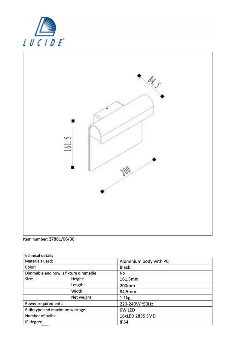 Page 1 de la notice Manuel utilisateur Eglo Lucide
