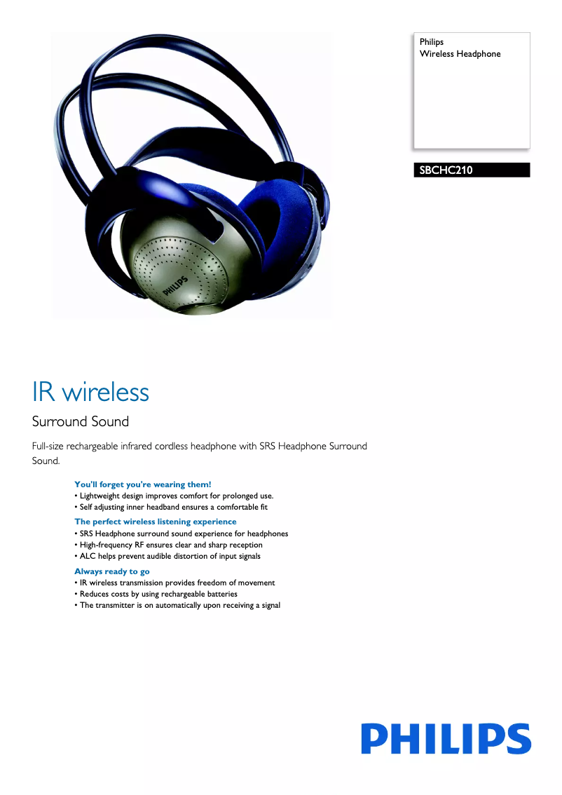 Página 1 del manual Ficha técnica Philips SBCHC210