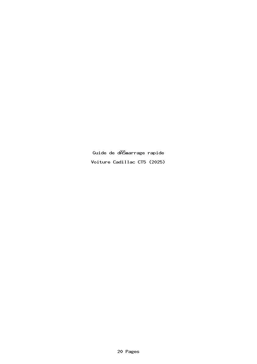 Page 1 de la notice Guide de démarrage rapide Cadillac CT5 (2025)