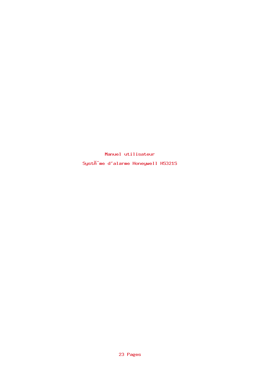 Page 1 de la notice Manuel utilisateur Honeywell HS321S