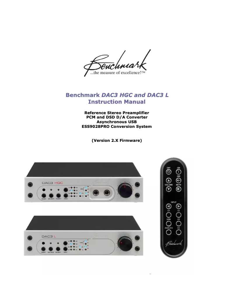 Página 1 del manual Manual de usuario Benchmark DAC3-HGC