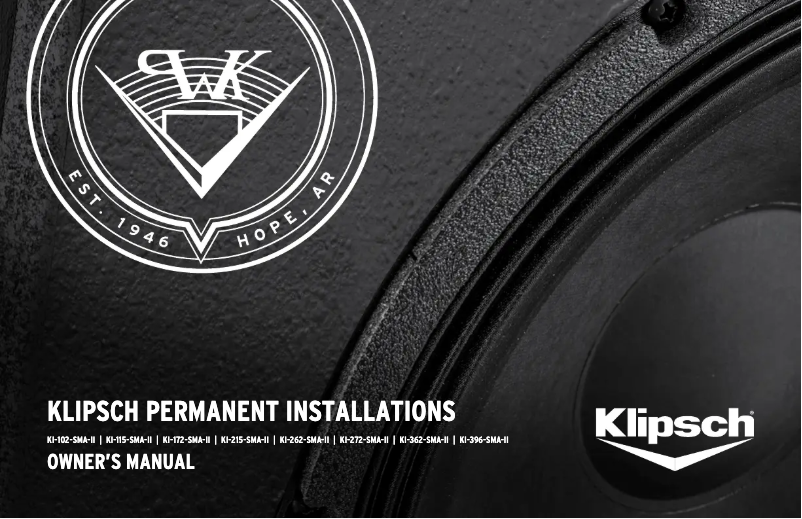 Page 1 de la notice Manuel utilisateur Klipsch KI-115-SMA-II
