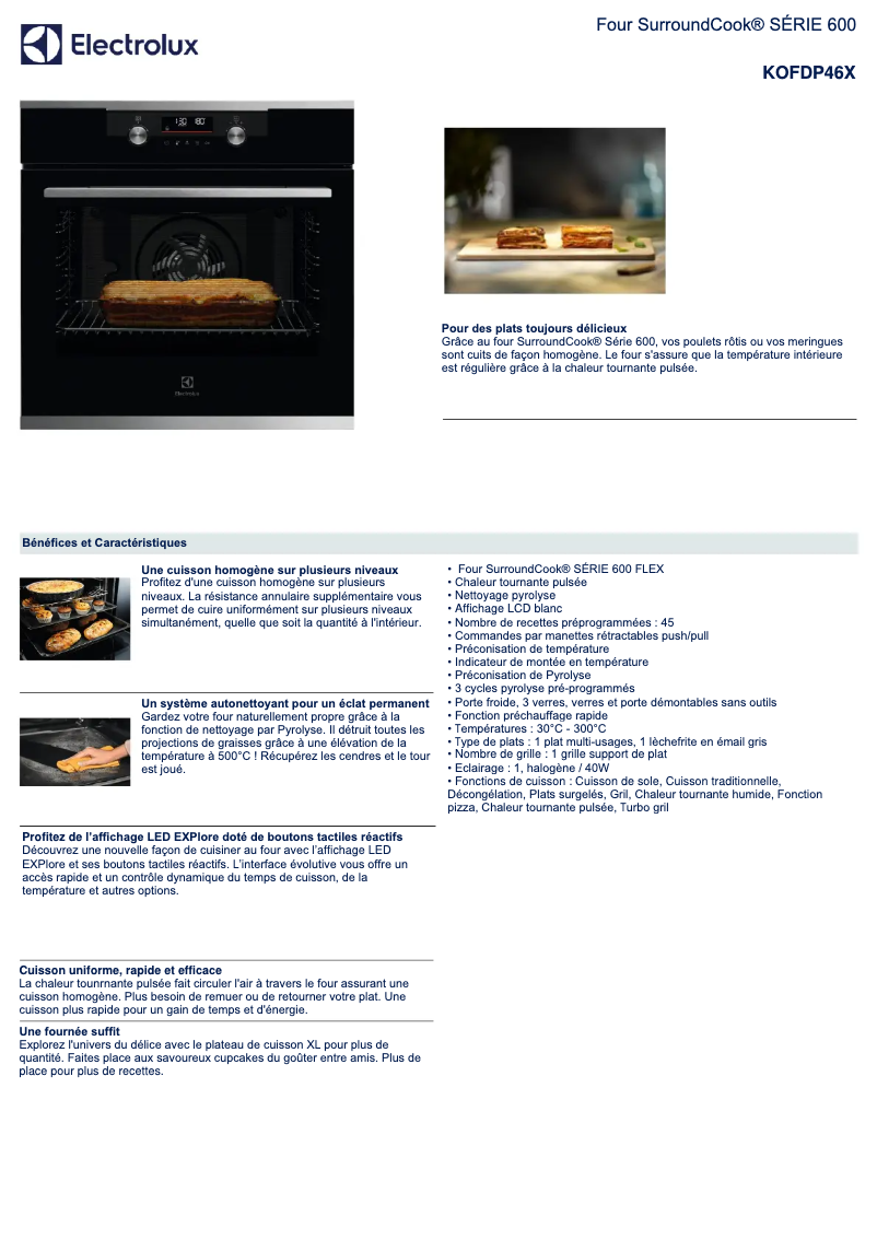 Página 1 del manual Ficha técnica Electrolux KOFDP46X