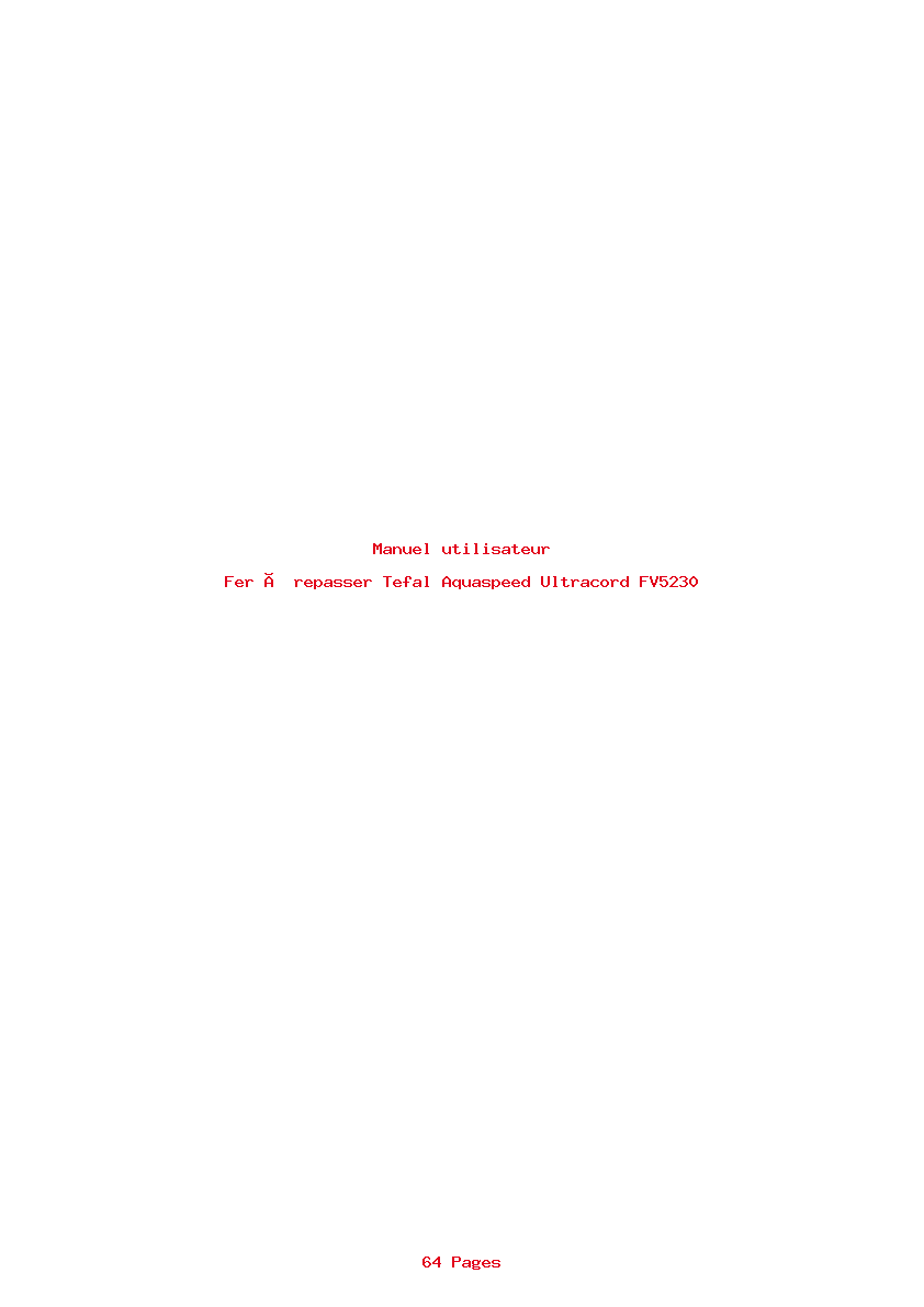 Page 1 de la notice Manuel utilisateur Tefal Aquaspeed Ultracord FV5230