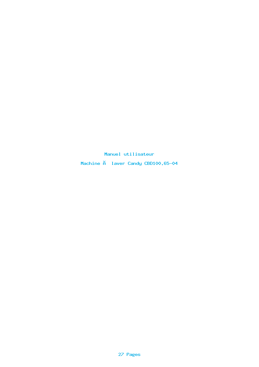 Page 1 de la notice Manuel utilisateur Candy CBD100.65-04