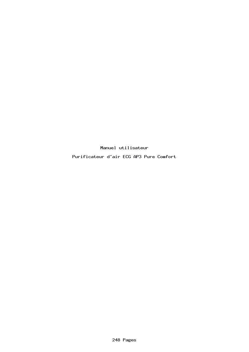 Page 1 de la notice Manuel utilisateur ECG AP3 Pure Comfort