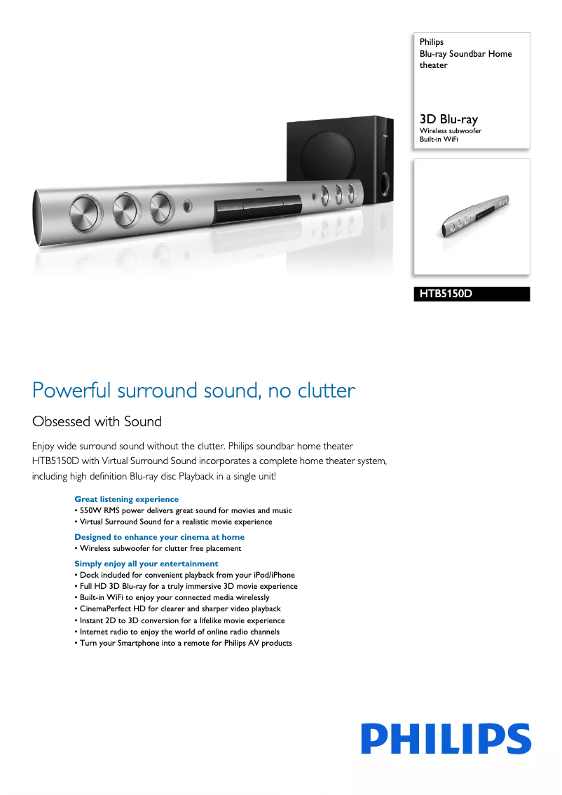 Página 1 del manual Folleto Philips HTB5150D