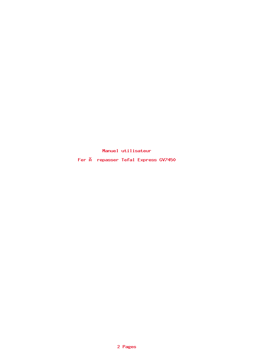 Page 1 de la notice Manuel utilisateur Tefal Express GV7450
