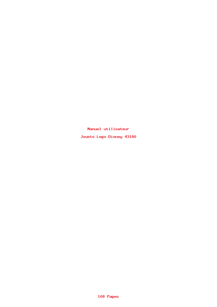 Page 1 de la notice Manuel utilisateur Lego Disney 43180