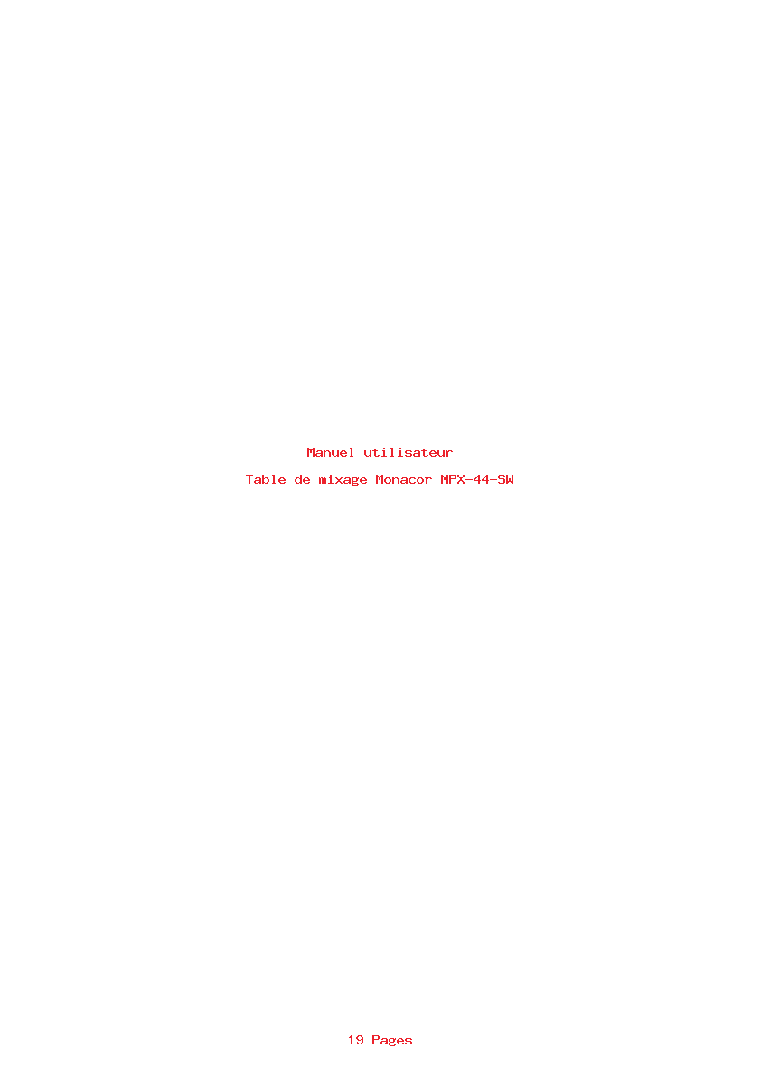 Page 1 de la notice Manuel utilisateur Monacor MPX-44-SW