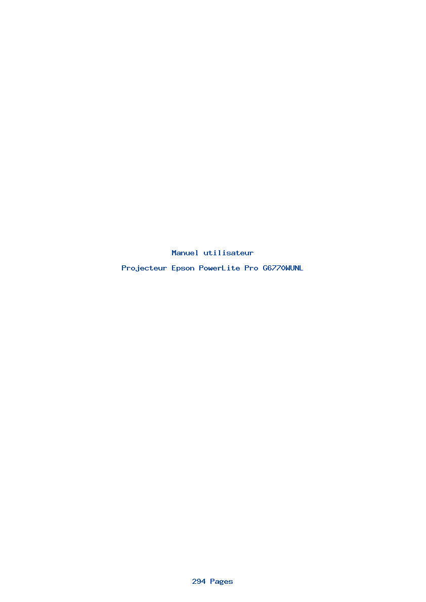 Page 1 de la notice Manuel utilisateur Epson PowerLite Pro G6770WUNL