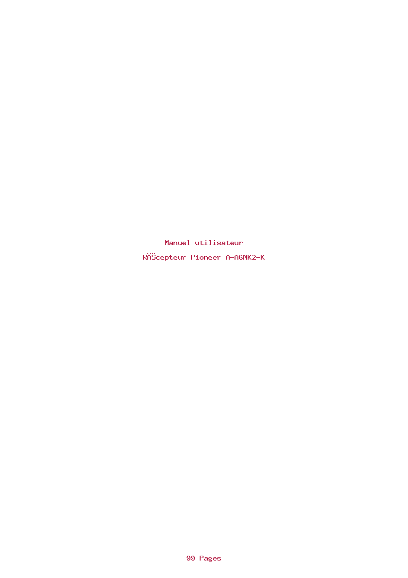 Page 1 de la notice Manuel utilisateur Pioneer A-A6MK2-K