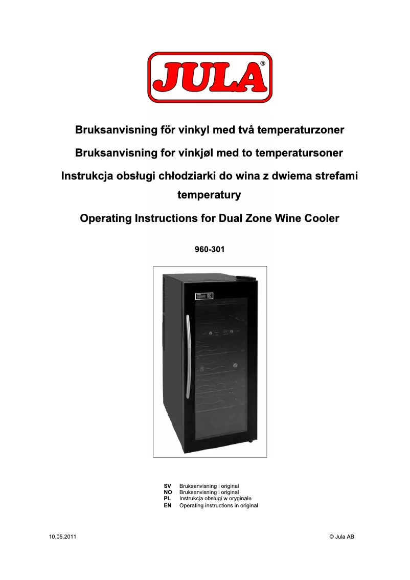 Page 1 de la notice Manuel utilisateur Jula 960-301