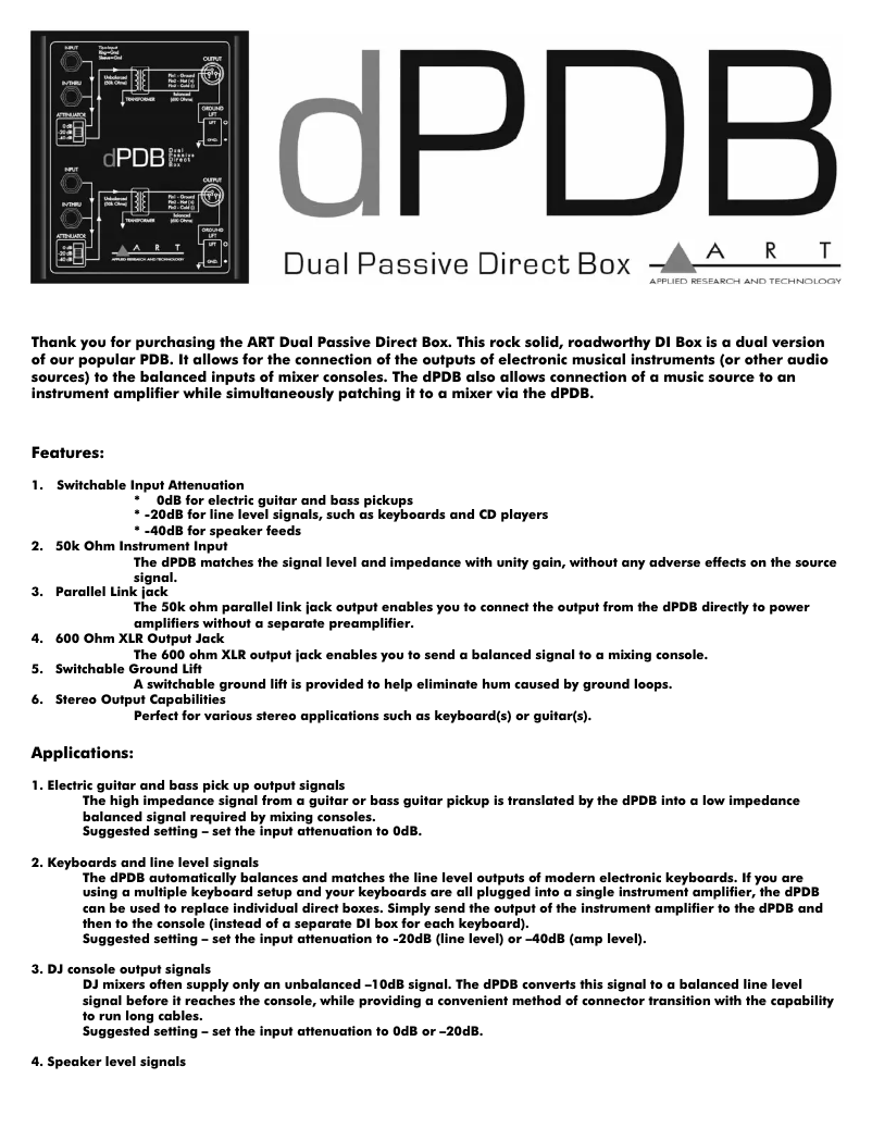 Page 1 de la notice Manuel utilisateur ART dPDB