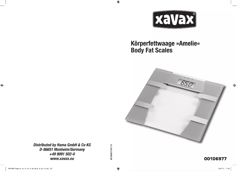 Page 1 de la notice Manuel utilisateur Xavax Amelie
