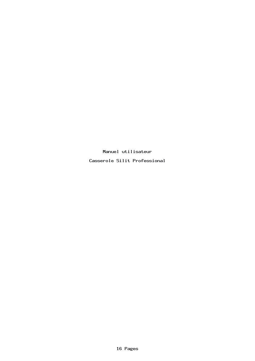 Page 1 de la notice Manuel utilisateur Silit Professional