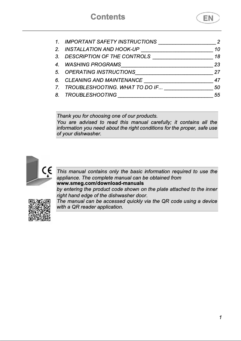 Page 1 de la notice Guide d'installation Smeg LSPU8643X