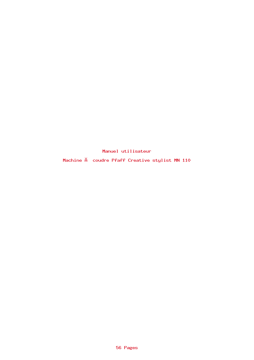 Page 1 de la notice Manuel utilisateur Pfaff Creative stylist MN 110