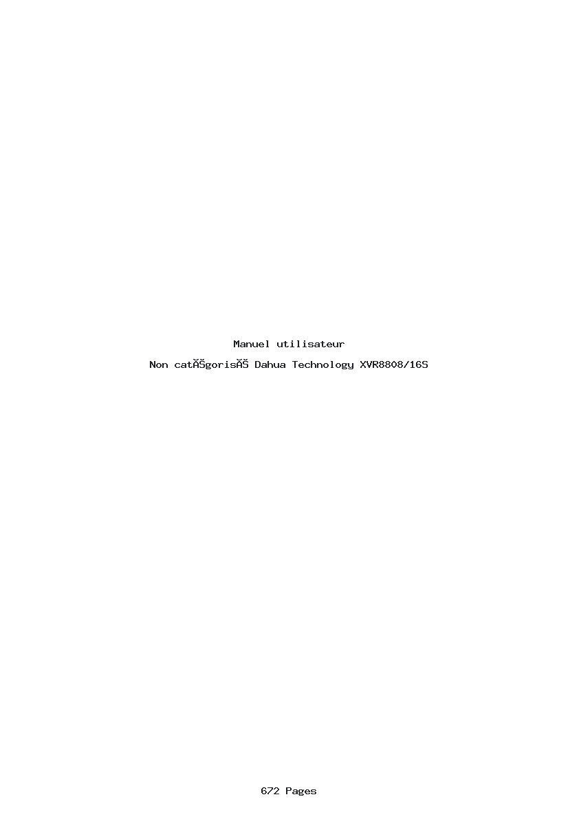 Page 1 de la notice Manuel utilisateur Dahua Technology XVR8808/16S