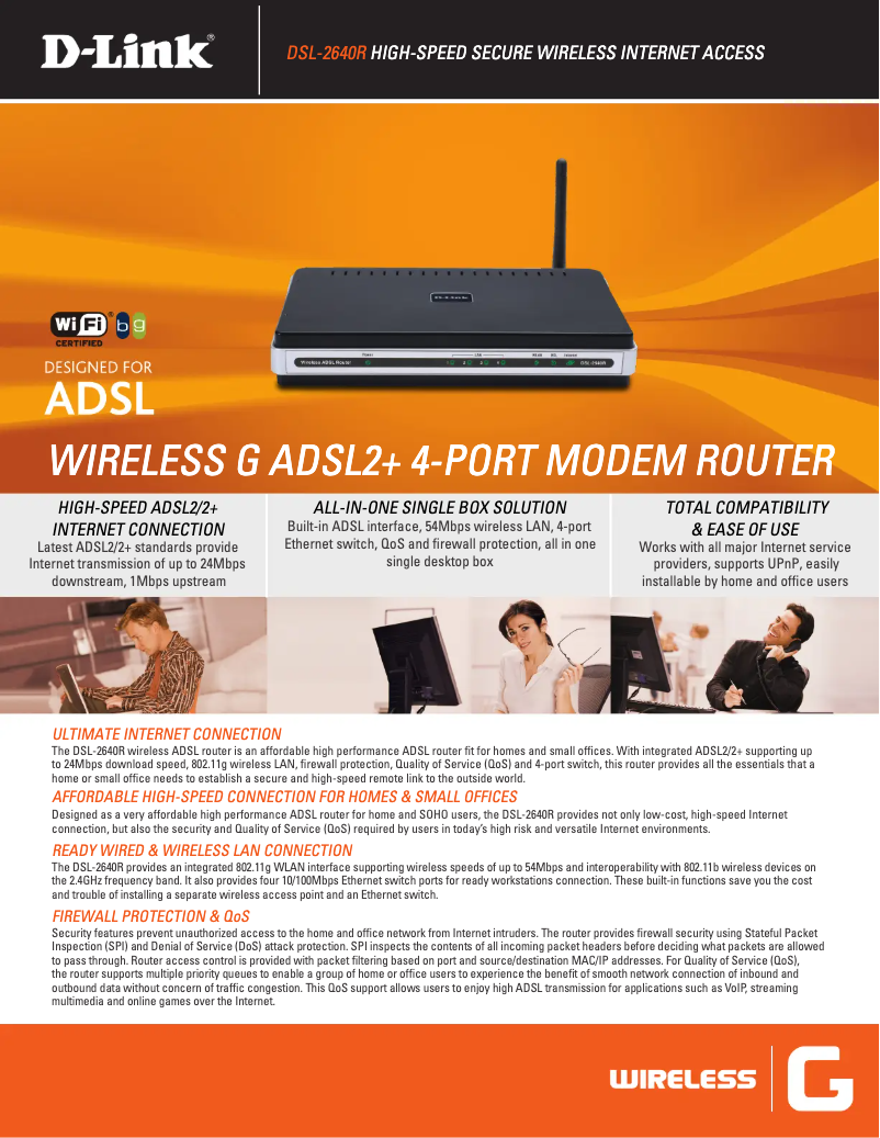 Page 1 de la notice Fiche technique D-Link DSL-2640R