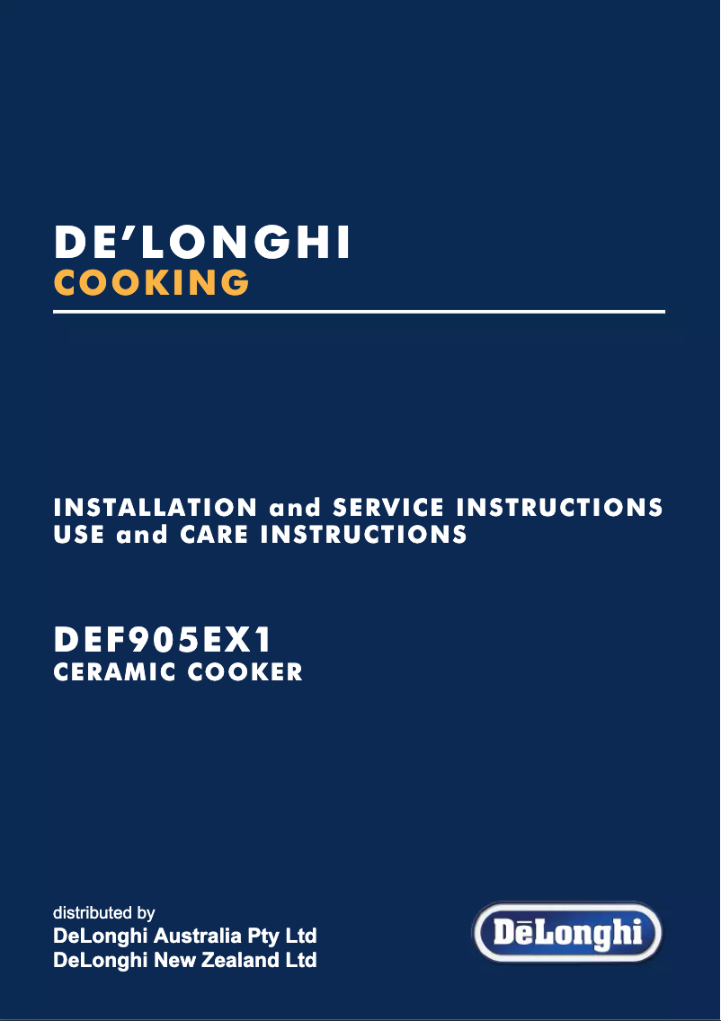 Page 1 de la notice Manuel utilisateur DeLonghi DEF905GEG