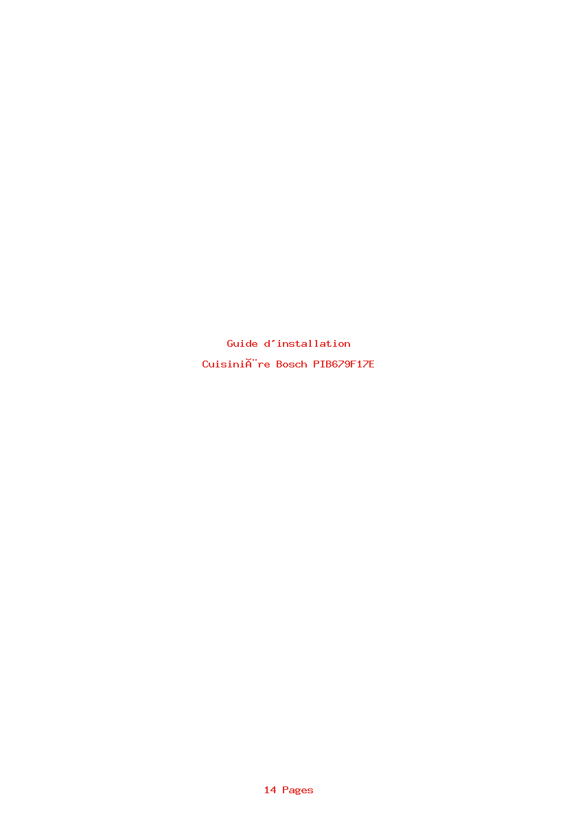 Page 1 de la notice Guide d'installation Bosch PIB679F17E