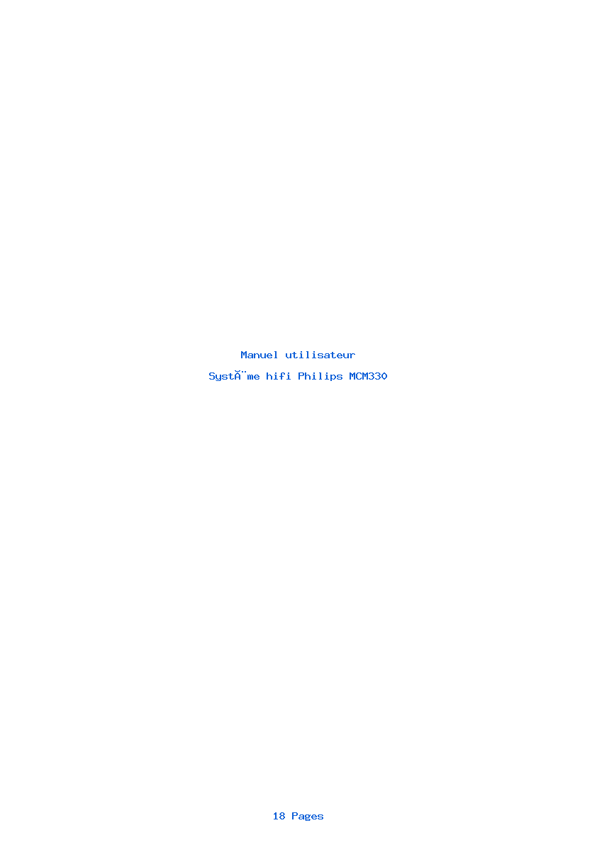 Page 1 de la notice Manuel utilisateur Philips MCM330
