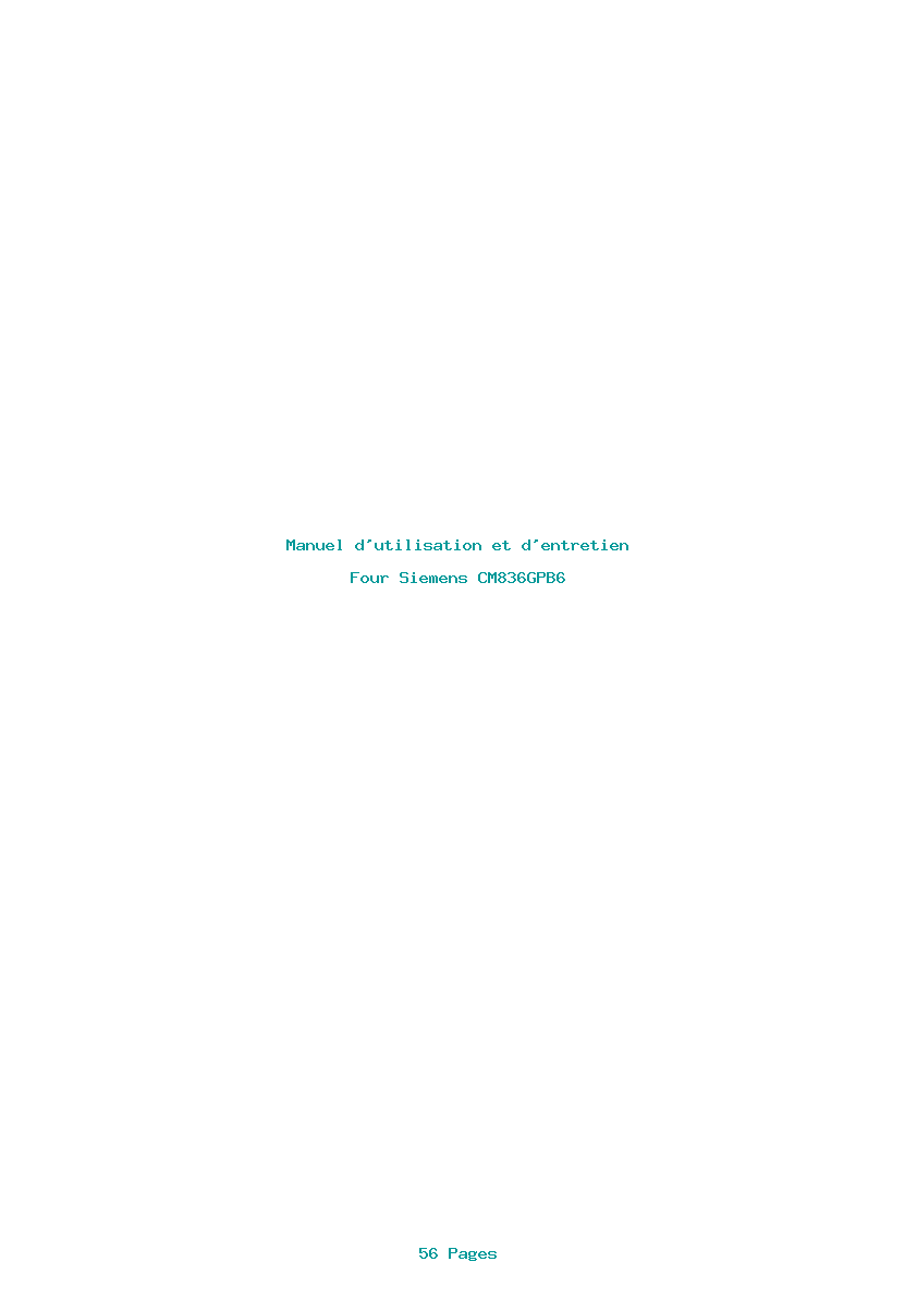 Page 1 de la notice Manuel d'utilisation et d'entretien Siemens CM836GPB6