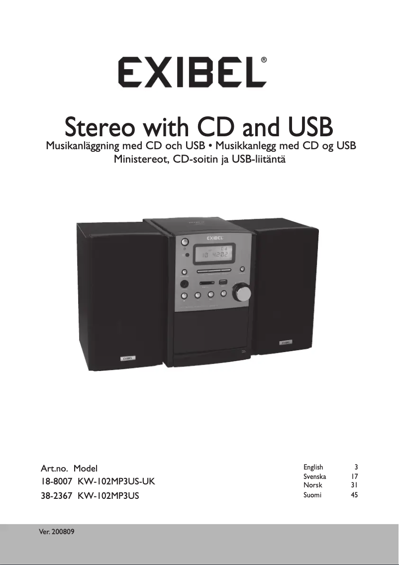 Page 1 de la notice Manuel utilisateur Exibel KW-102MP3US