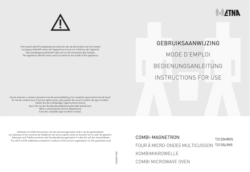 Page 1 de la notice Manuel utilisateur Etna T2125