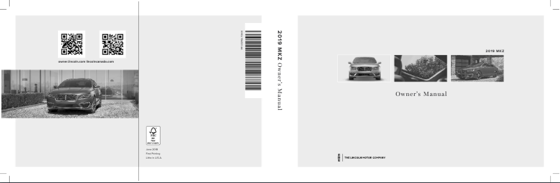 Page 1 de la notice Manuel utilisateur Lincoln MKZ (2019)