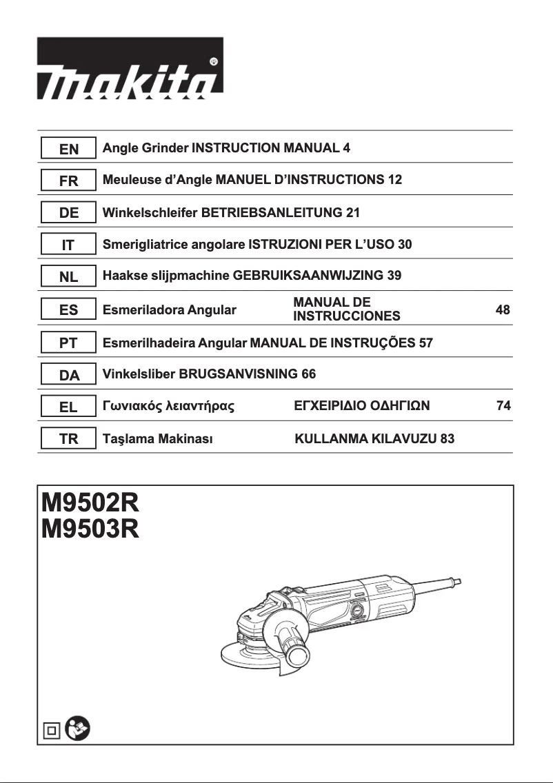 Page 1 de la notice Manuel utilisateur Makita M9502R